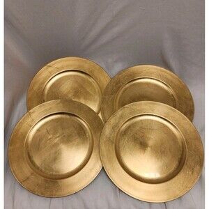 Home Essentials & Beyond Gold Colored Charger Plates (Only 4 See Description)